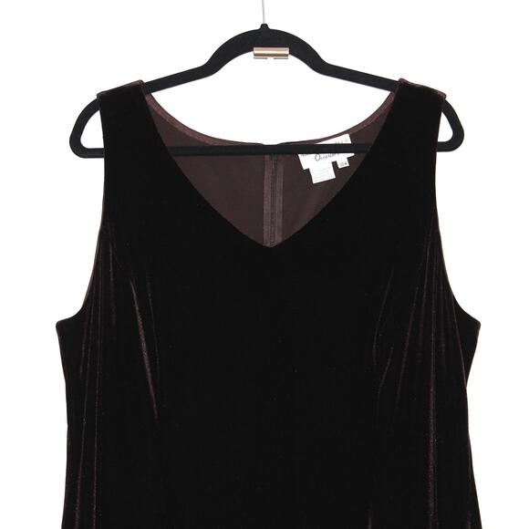 Vintage Adrianna Papell Occasions Brown Velvet Maxi Dress Sleeveless 16W - Picture 2 of 12